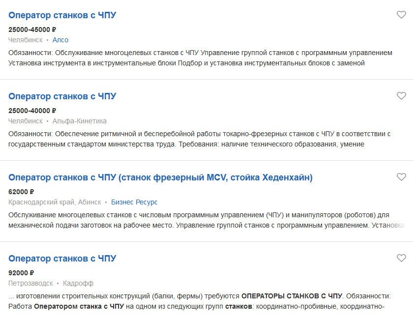Резюме оператор станков с чпу образец